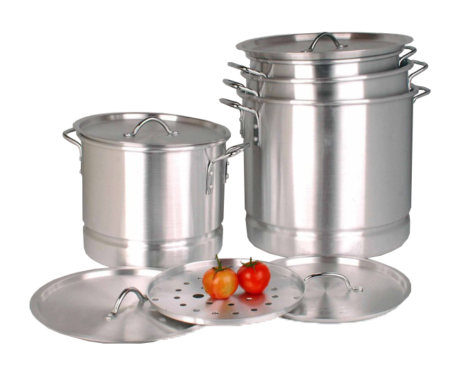 [9802] 8 pc Heavy Duty Aluminum Stock Pot Set w Steamer (2 sets/ctn